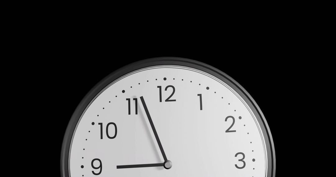 Analog Clock Showing Eleven Fifteen on Black Background