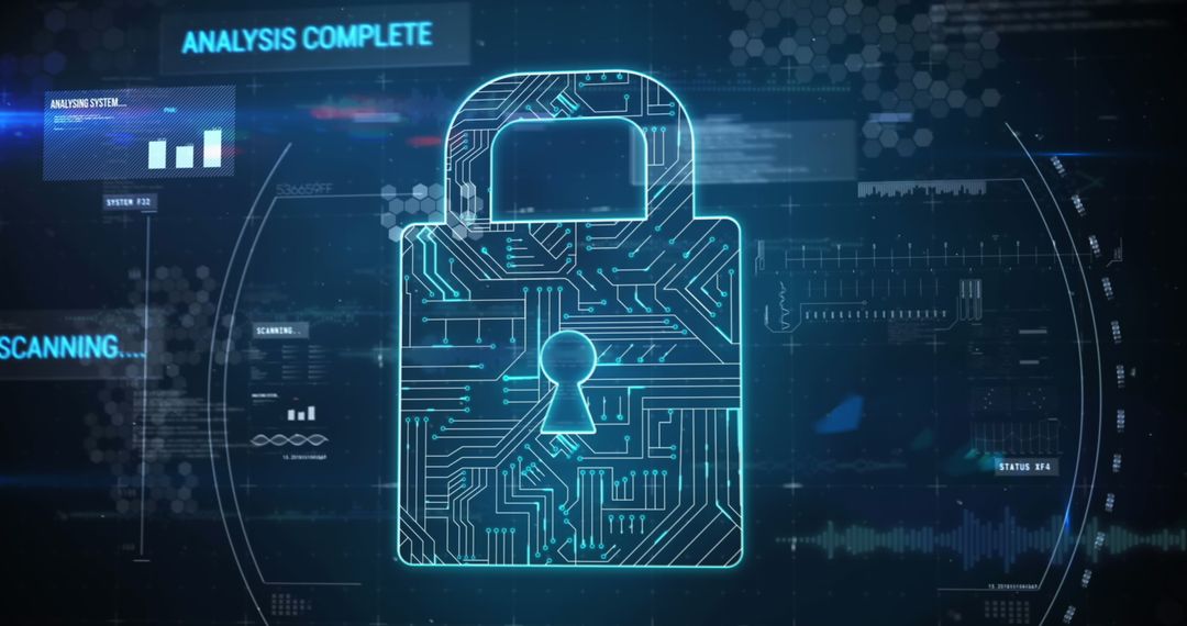 Digital Circuit Padlock Symbolizing Advanced Cyber Security