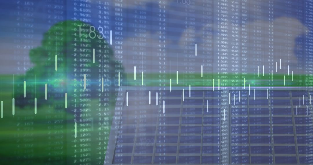 Digital Data Streams with Futuristic Grid Background