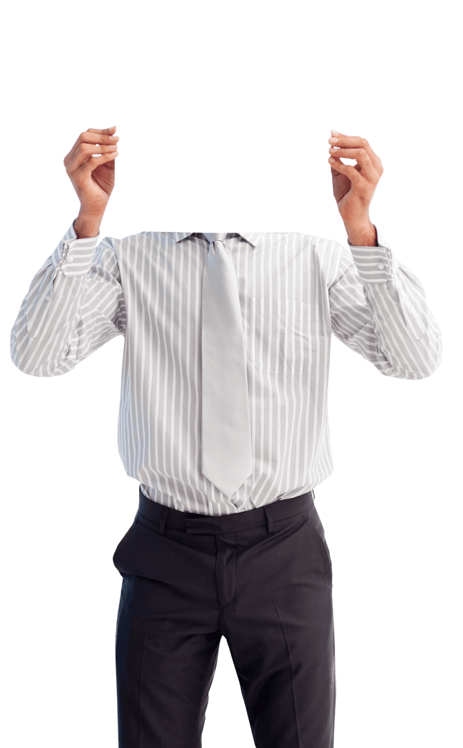 Abstract Businessman Holding Blank Transparent Card Concept