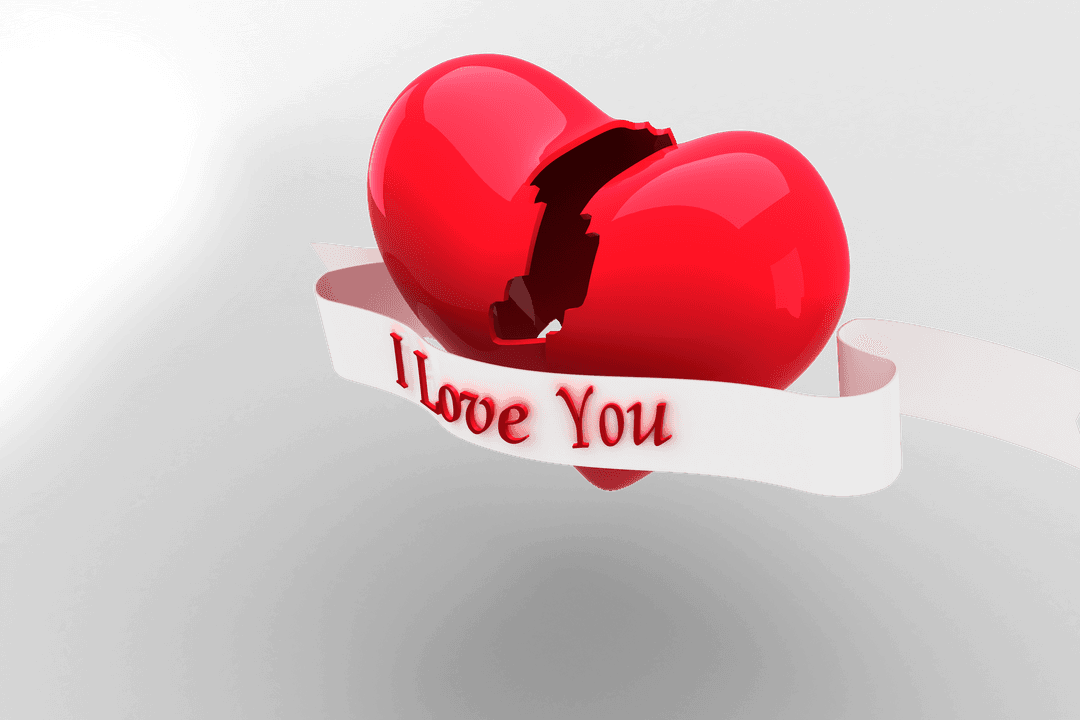 Broken Heart with Love Message Being Draped by Banner Transparent