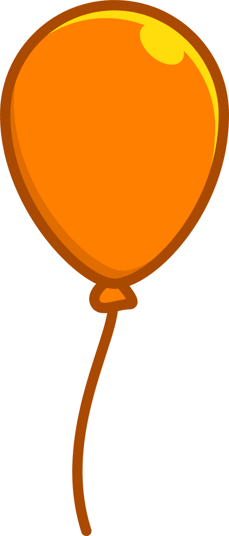 Bright Orange Party Balloon on Transparent Background