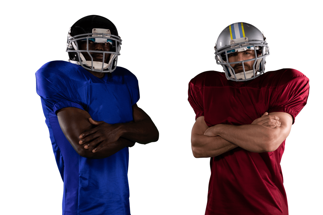 Diverse American Football Players with Transparent Background