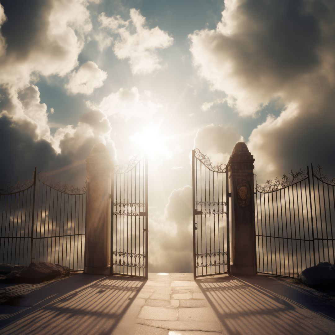 Heavenly Gates with Glowing Light and Clouds - Free Images, Stock Photos and Pictures on Pikwizard.com