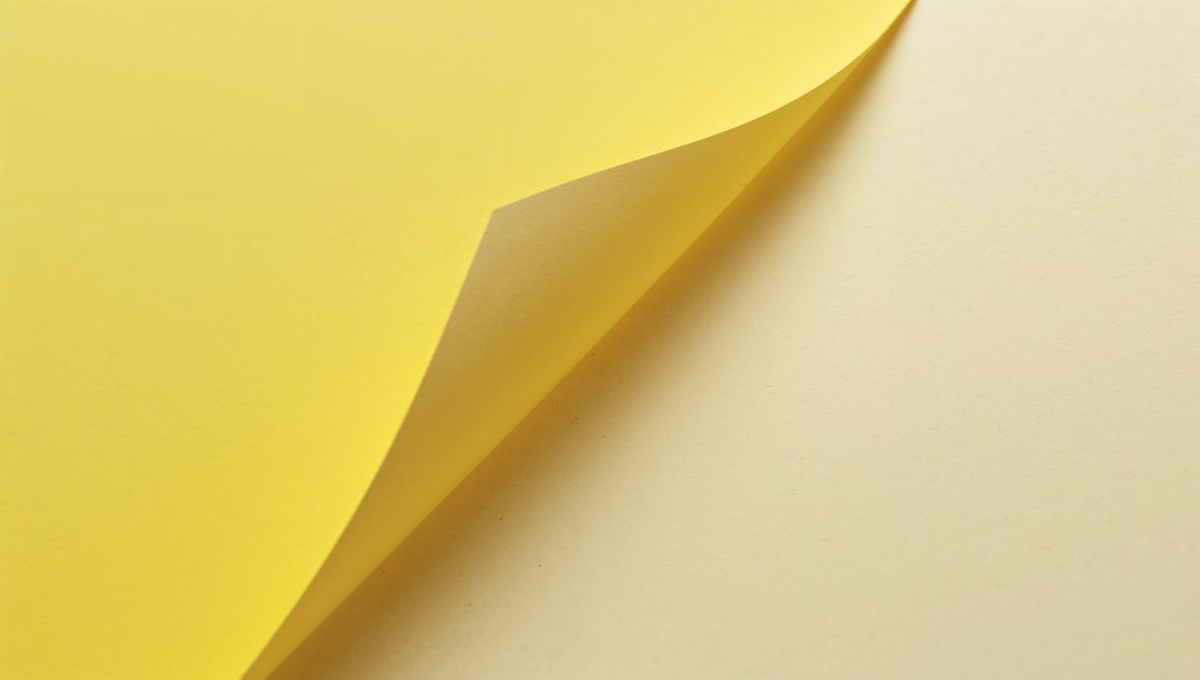 Yellow Paper Corner Peeling to Reveal Cream Layer Minimal Duotone Background Soft Shadow