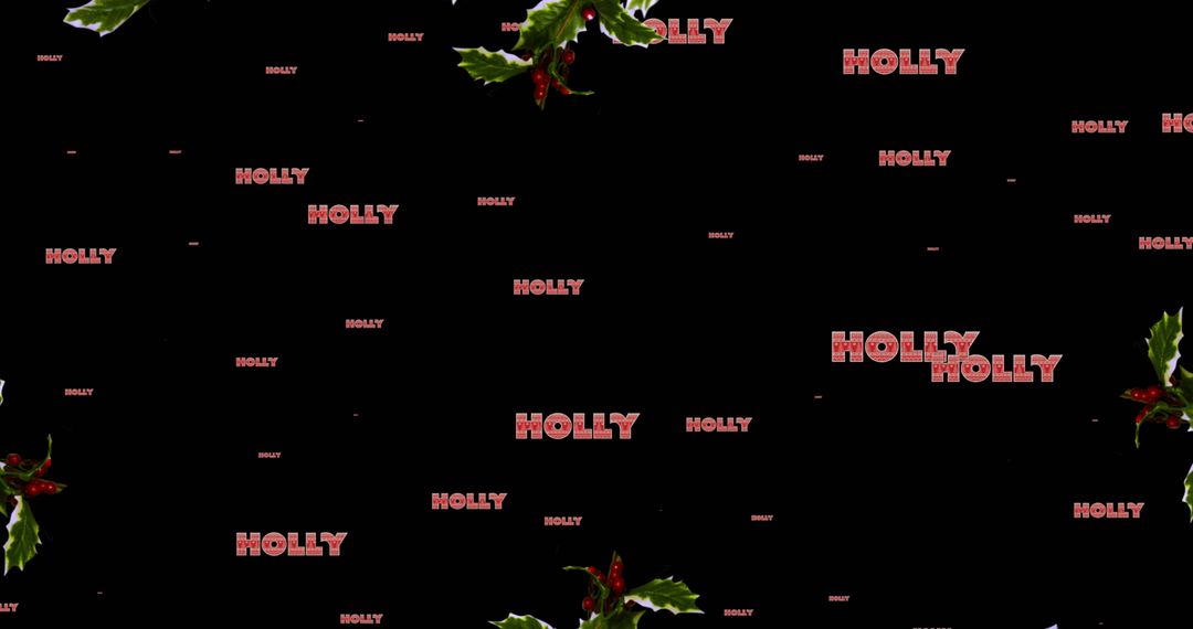 Holly Text and Christmas Wreath Background Pattern