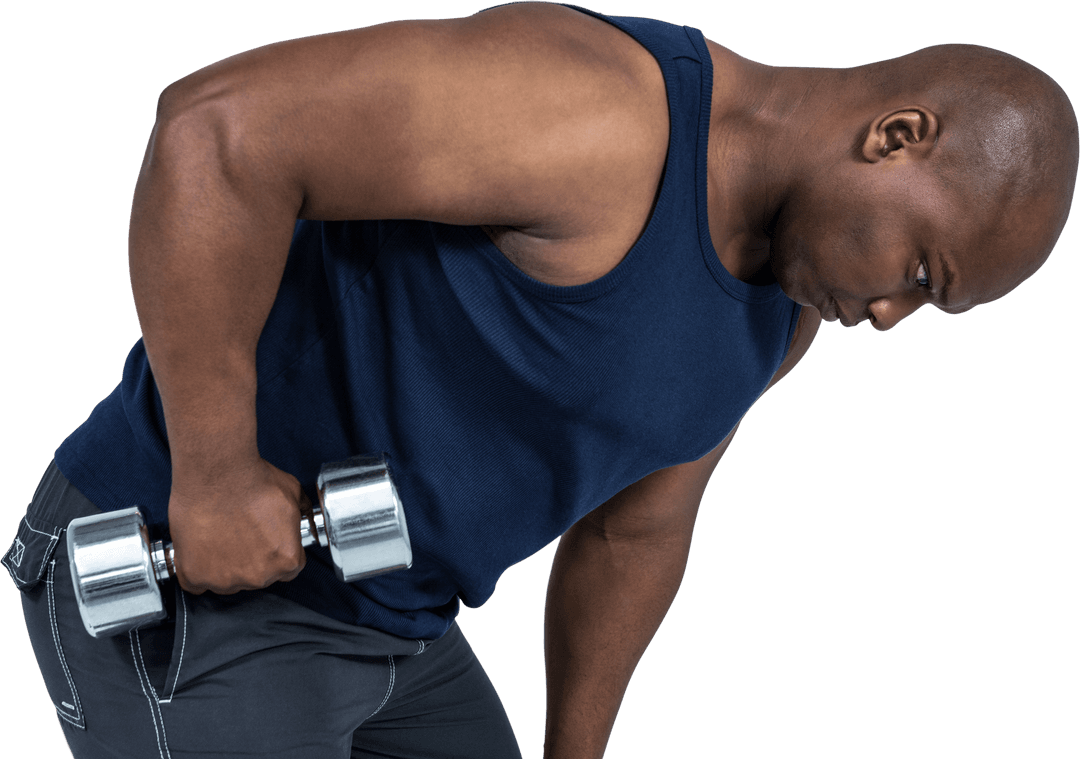 Transparent Background Athlete Power Lifting Dumbbell in Athletic Pose