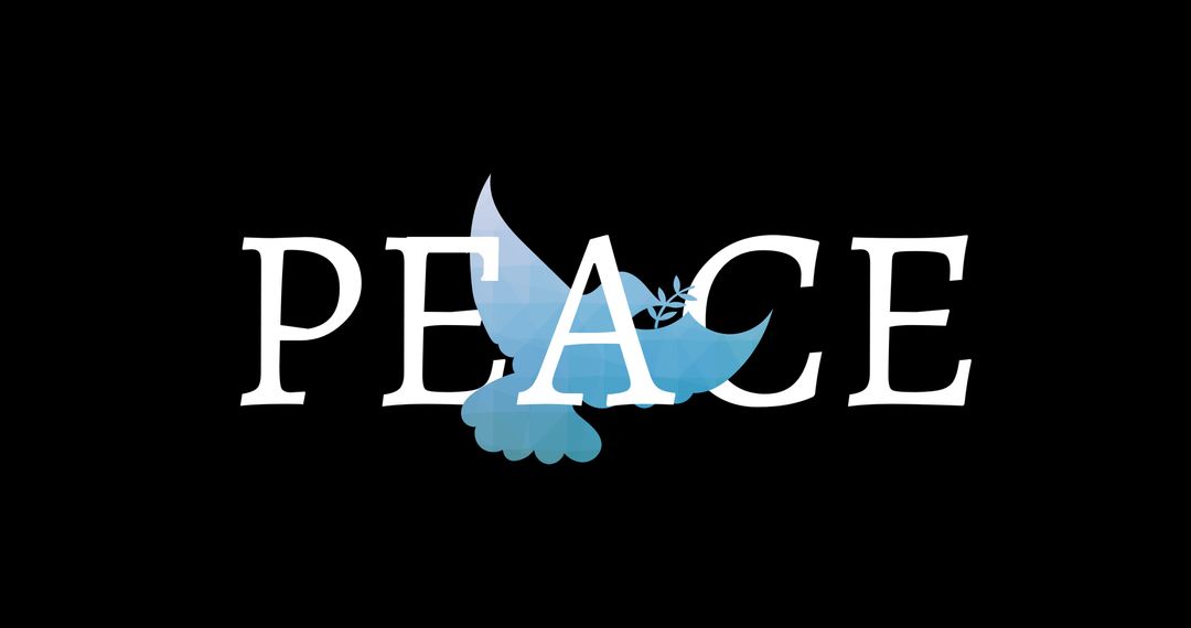 Illustration of flying bird with peace text on black background, copy space - Free Images, Stock Photos and Pictures on Pikwizard.com