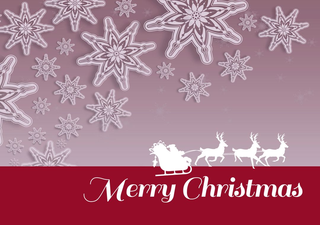 Santa's Sleigh with Snowflakes Christmas Greeting Card Design