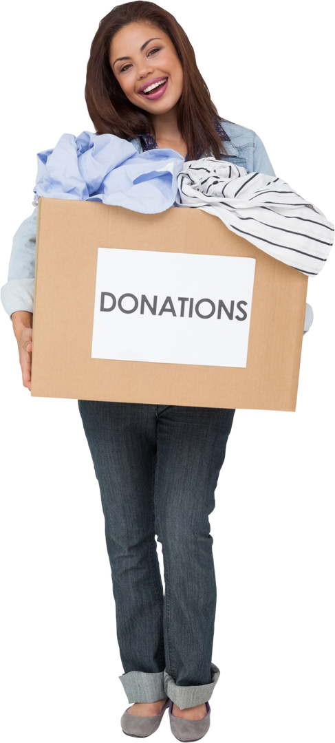 Happy Woman Holding Donations Box, Charity Contributions Transparent Background - Download Free Stock Images Pikwizard.com