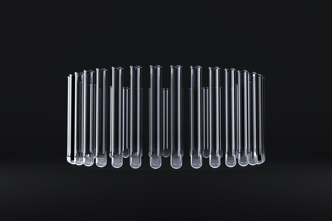 Transparent Test Tubes Arranged in Circle Design Against Black Background - Download Free Stock Images Pikwizard.com