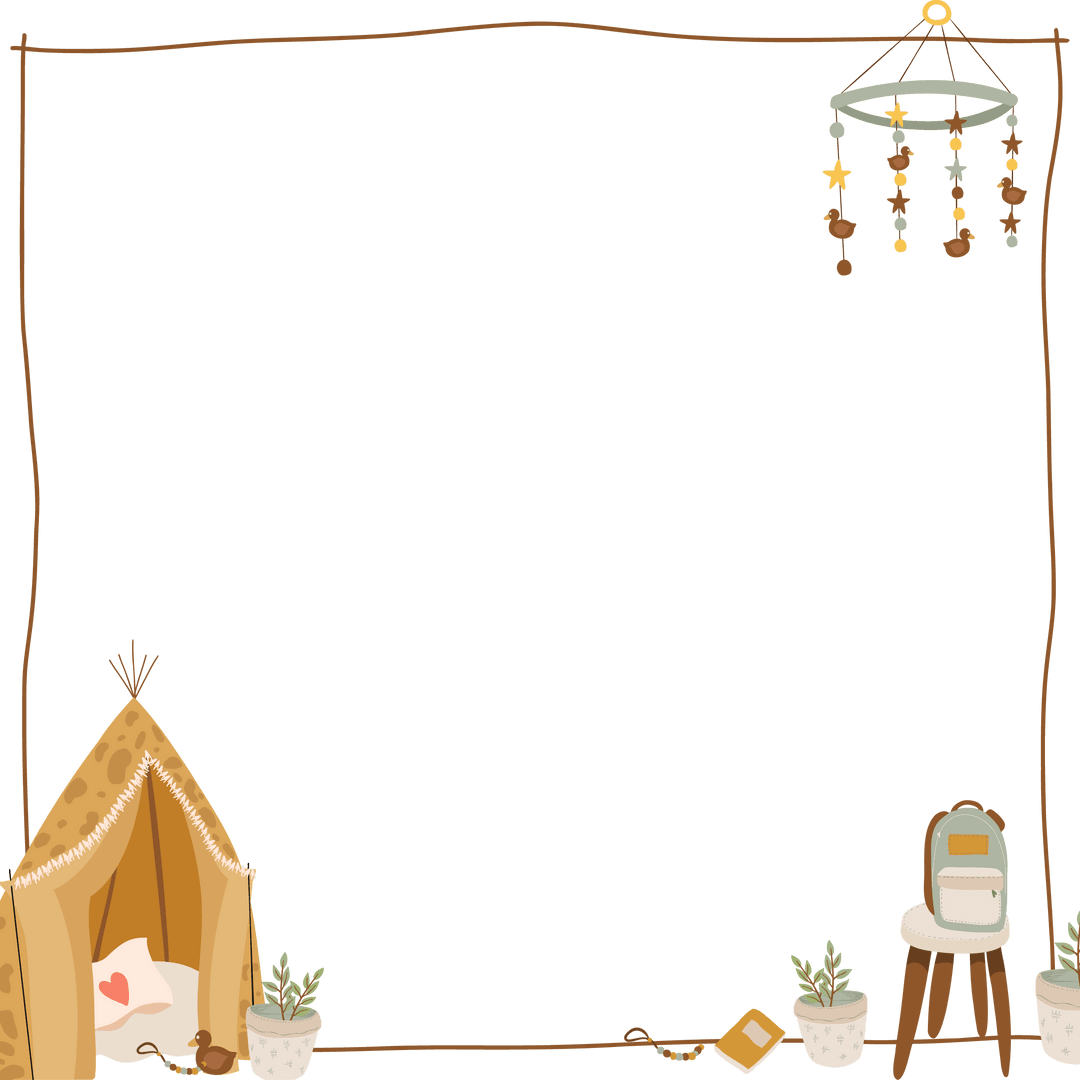 Transparent Frame with Tent and Cozy Nursery Elements