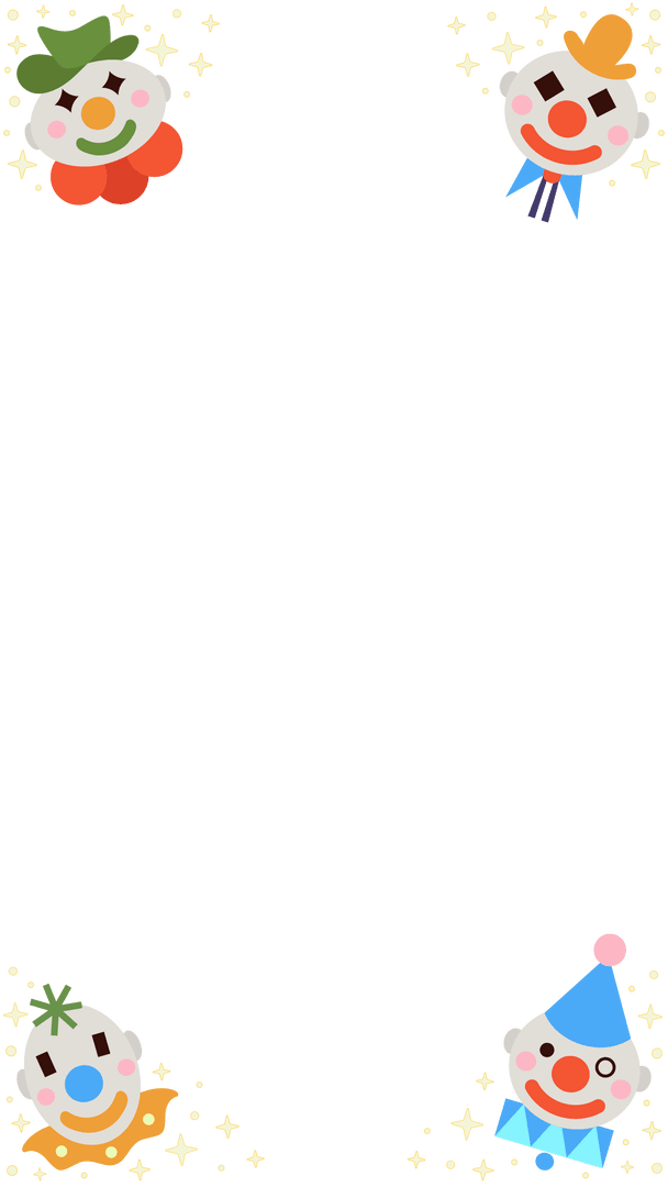 Transparent Clown Faces Creating Whimsical Festive Border