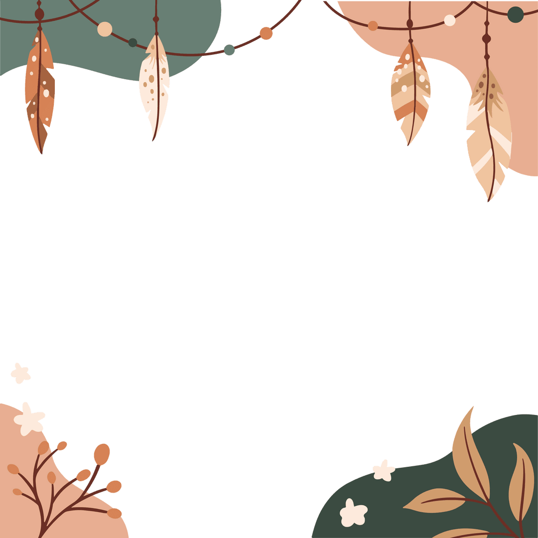 Boho Frame with Feathers and Botanical Elements on Transparent Background - Download Free Stock Images Pikwizard.com
