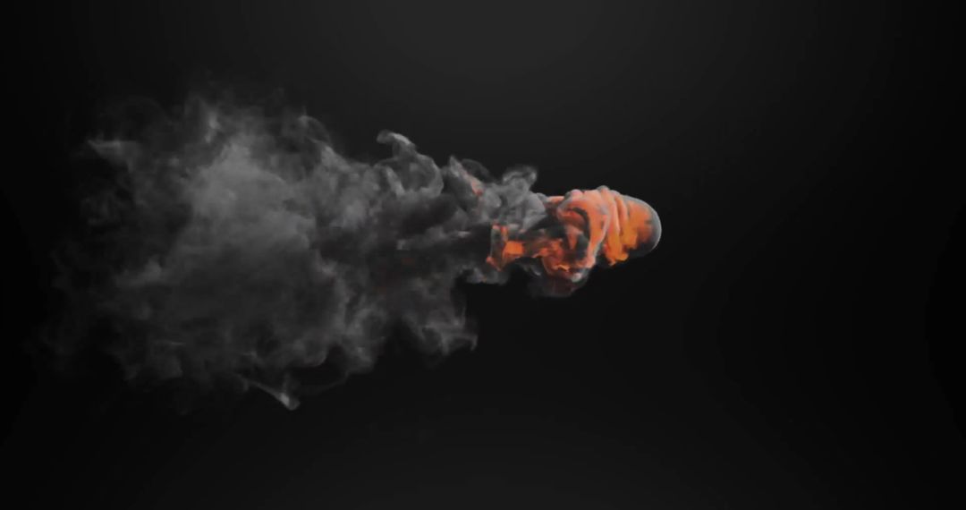 Dynamic Orange and Black Smoke Cloud on Dark Background
