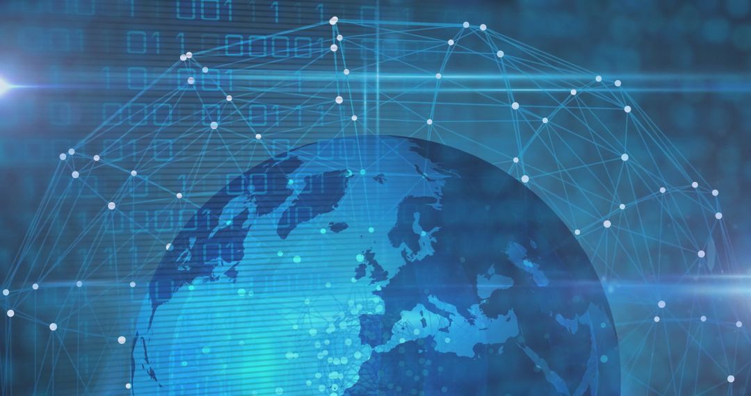 Digital Network Over Earth with Futuristic Connections