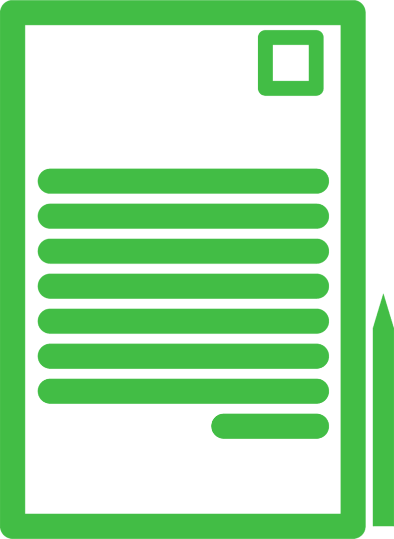 Green Notebook Icon with Pen on Transparent Background