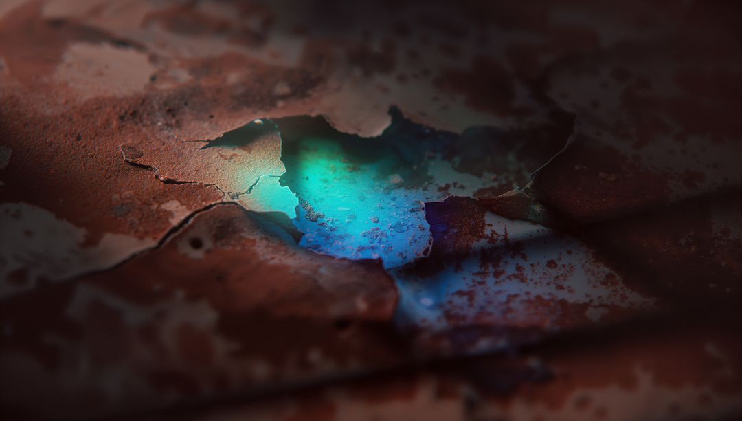 Rusty Metal Texture with Turquoise Underlayer Peeling Paint