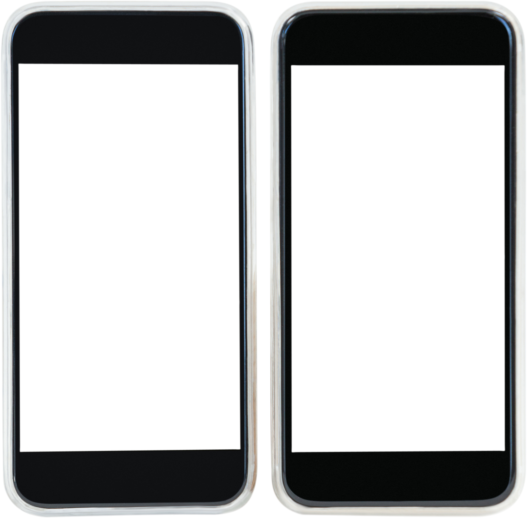 Transparent Two Blank Smartphones Side by Side Isolated on White Background - Download Free Stock Images Pikwizard.com