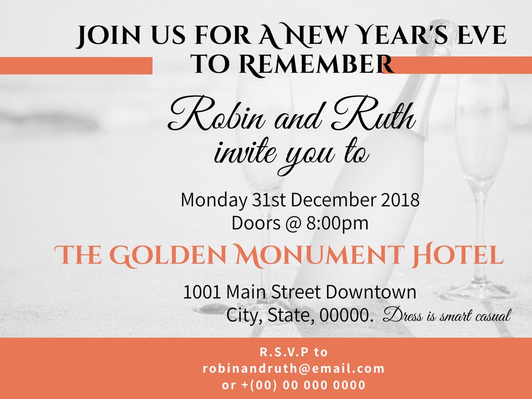 Elegant New Year's Eve Party Invitation with Champagne Glasses