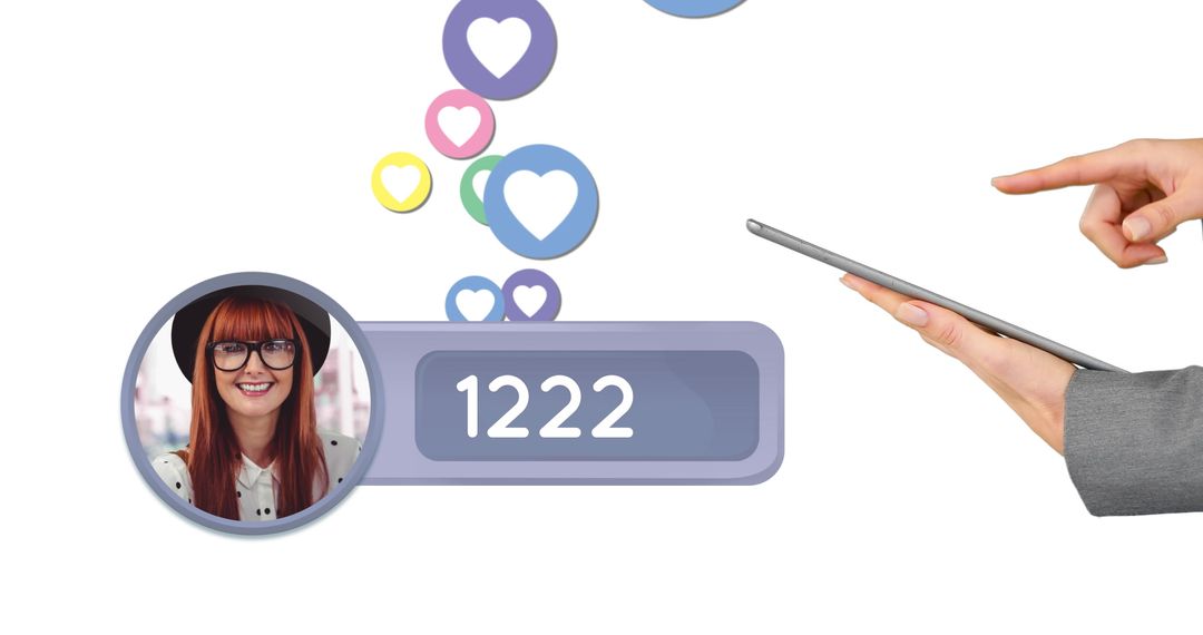 Hand Using Tablet with Increasing Social Media Engagement Metrics