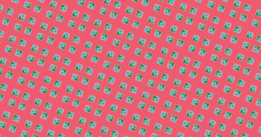 Seamless Diagonal Pattern with Photo Icons on Vivid Pink