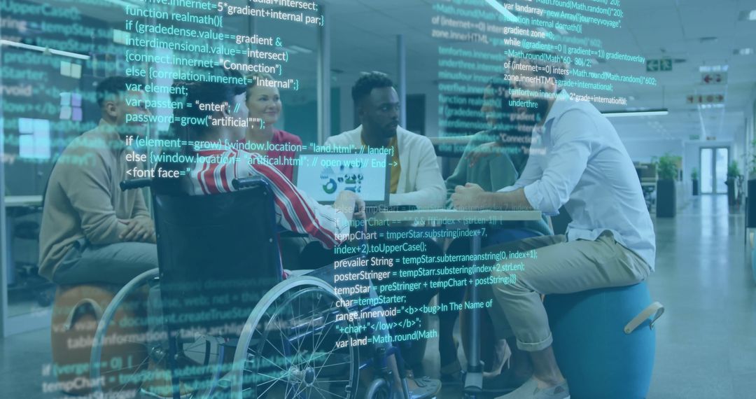 Diverse Team Brainstorming in Modern Office With Wheelchair