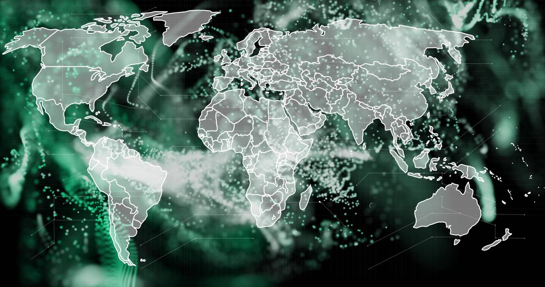 Digital Network Connections Over World Map