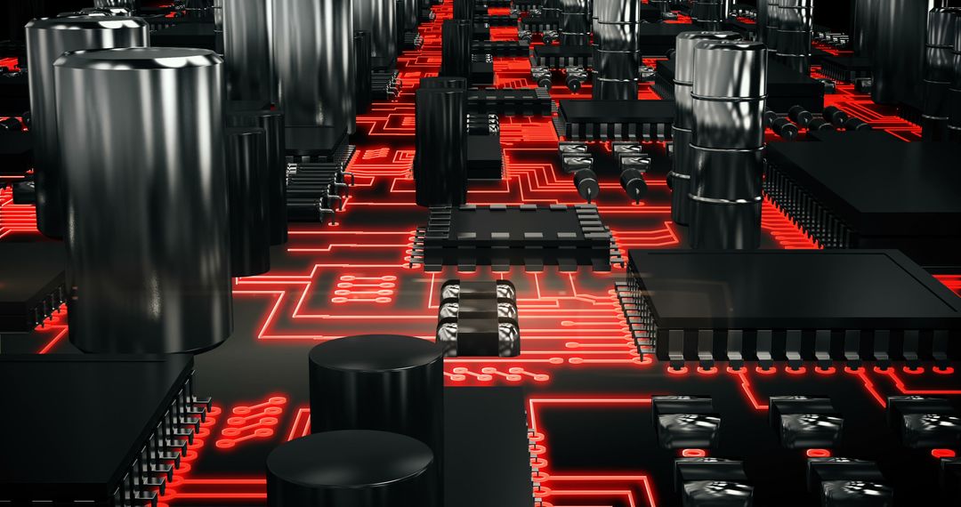 Futuristic Circuit Board with Illuminated Pathways