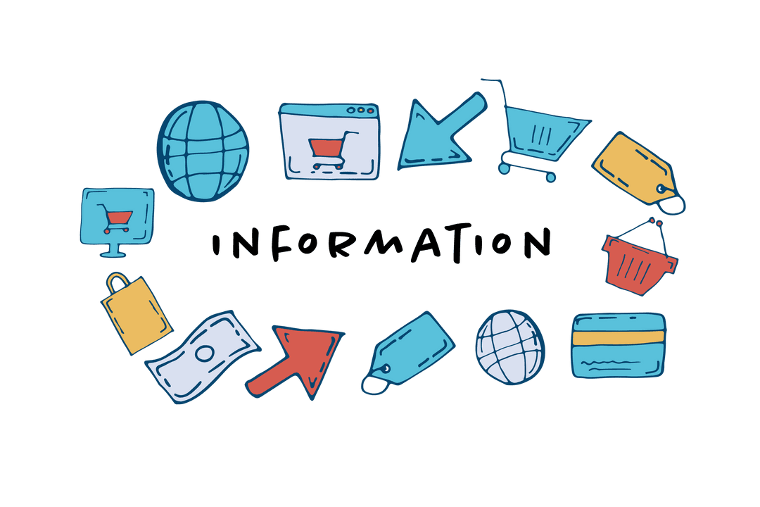 Transparent Icons of E-commerce Symbols on Clear Background