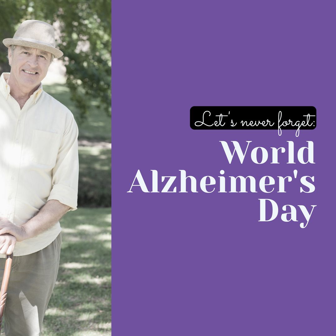World Alzheimer's Day Awareness with Happy Senior in Garden