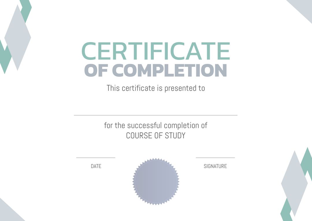 Certificate of Completion Template for Courses and Programs - Download Free Stock Templates Pikwizard.com