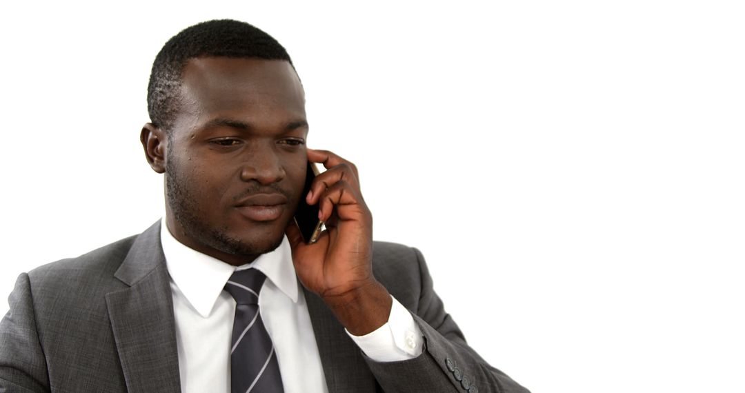 Businessman Talking On Phone In Formal Suit Isolated On White - Free Images, Stock Photos and Pictures on Pikwizard.com