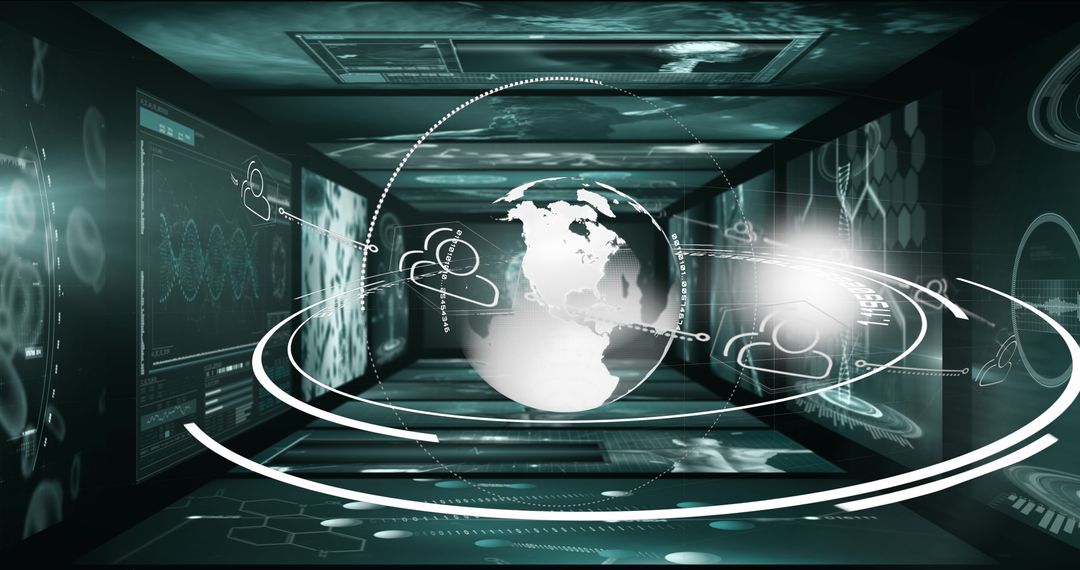 Futuristic Digital Globe with Data Interface and Technology