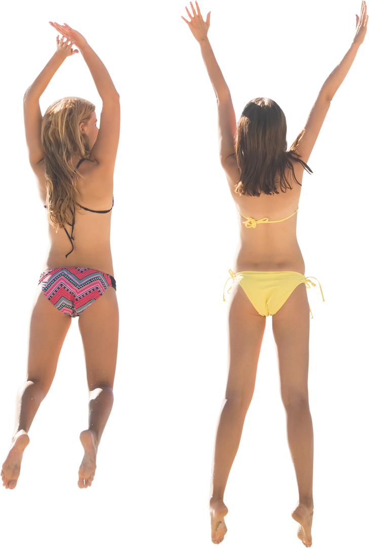 Two Women Jumping in Swimsuits with Transparent Background - Download Free Stock Images Pikwizard.com