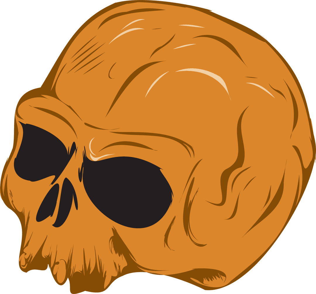 Orange Skull Illustration on Transparent Background with Graphic Cracks