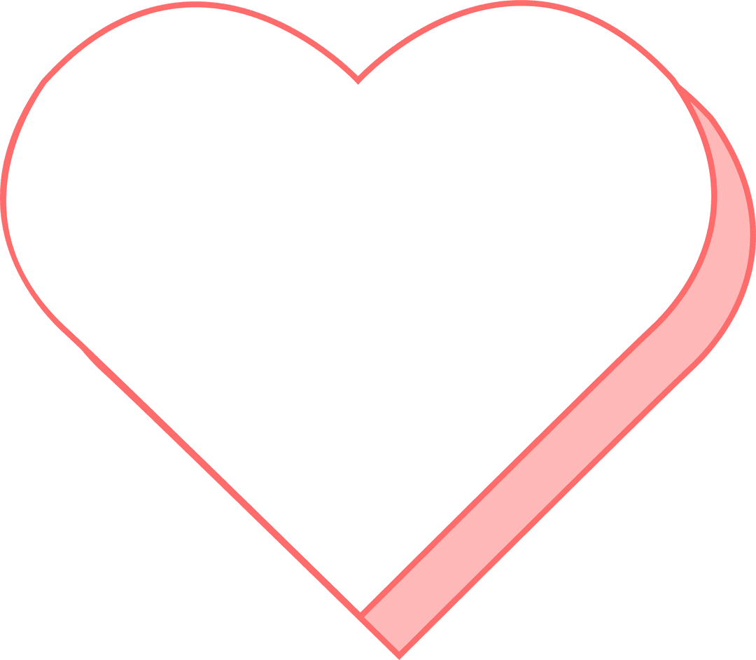 Minimalistic White Heart with Pink Outline on Transparent Background