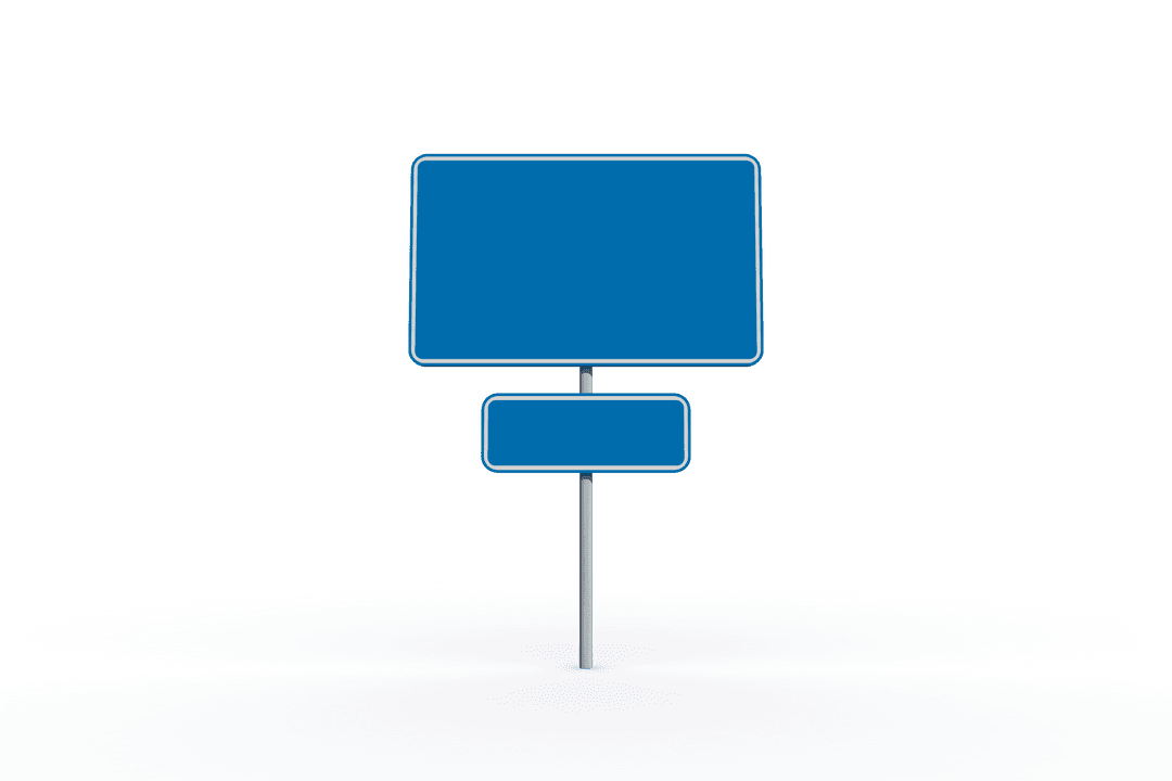 Blue Road Sign with Copy Space on Transparent Background