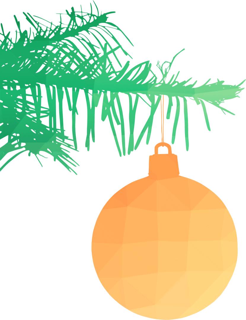 Transparent Orange Christmas Ornament on Pine Branch
