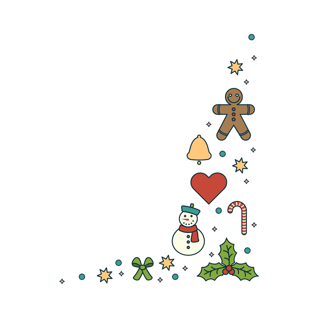 Transparent Christmas Icons Nestled in Diagonal Array