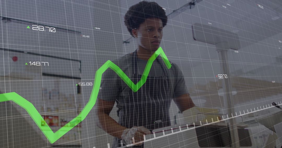 Chef Mixing Ingredients with Financial Success Overlay