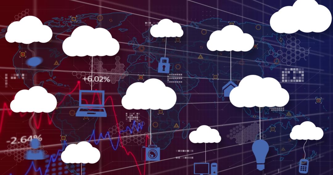 Global Cloud Technology Concept with Data and Security Icons