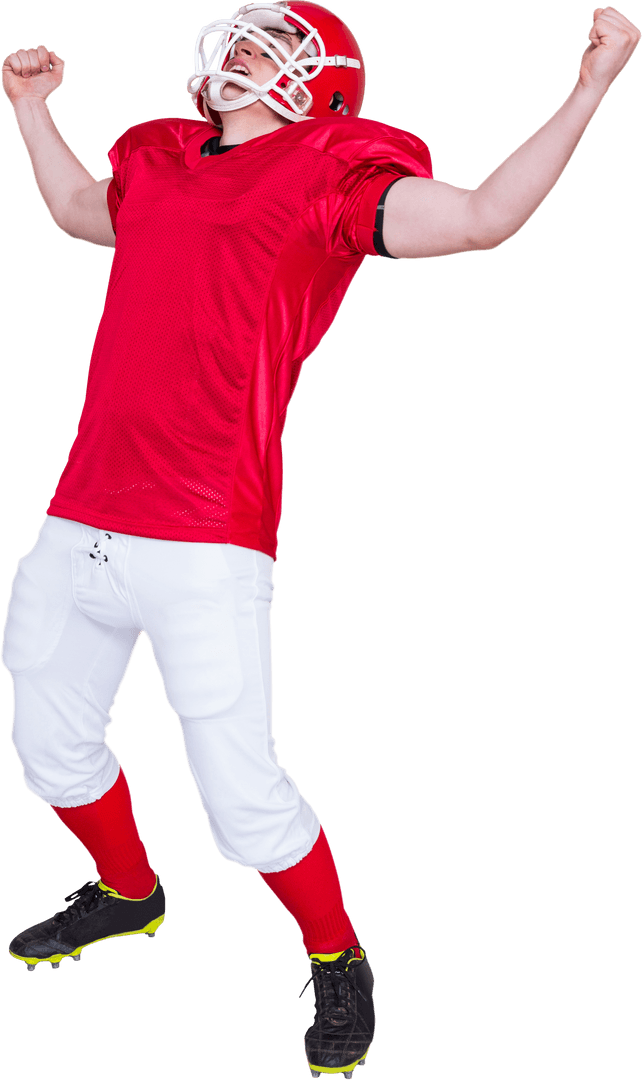 Triumphant American Football Player Celebrating Excitedly Transparent