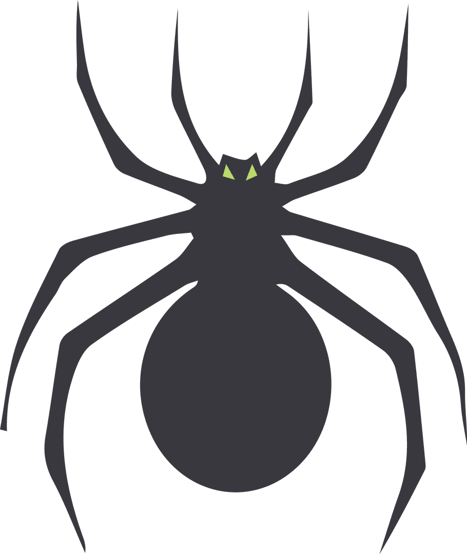 Dark Spider Silhouette with Ominous Green Eyes on Transparent Background