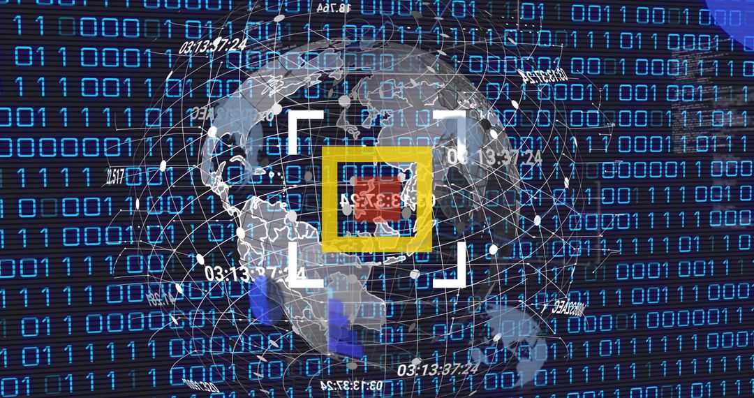Digital Technology Globe with Binary Coding Overlay - Free Images, Stock Photos and Pictures on Pikwizard.com