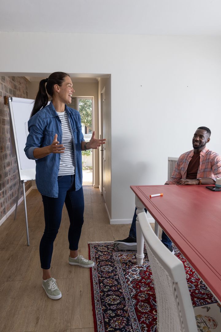 Dynamic Team Discussion in Modern Office Space