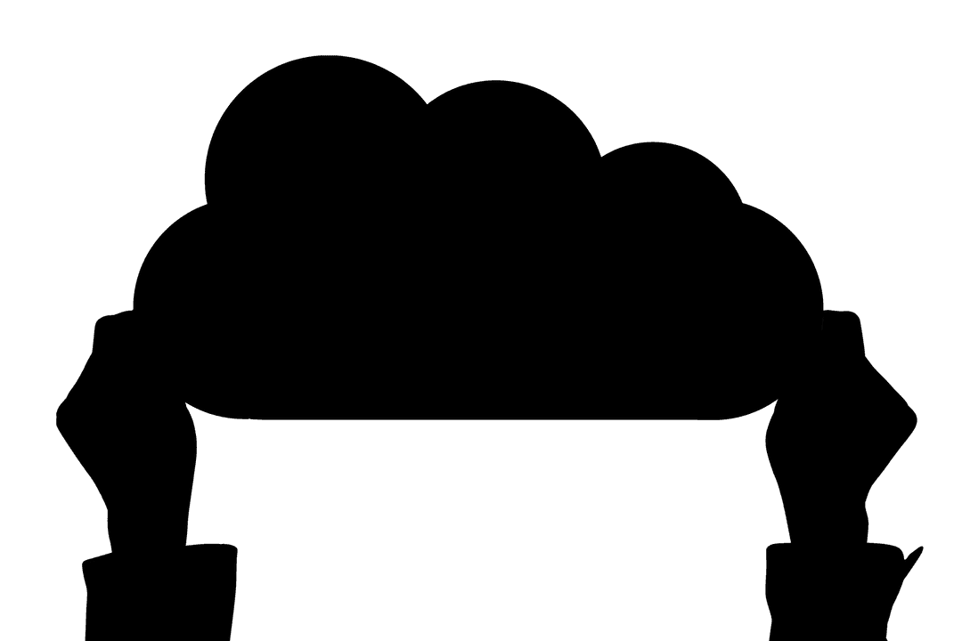 Hands Cradling Cloud Silhouette on Transparent Background