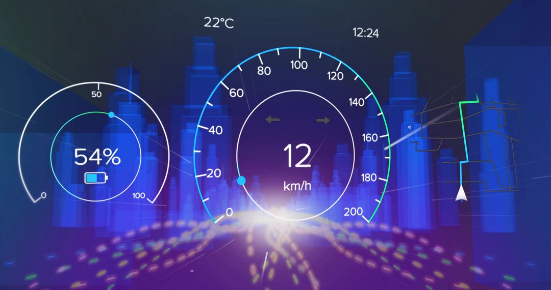 Futuristic Vehicle Heads-Up Display with Digital Interface