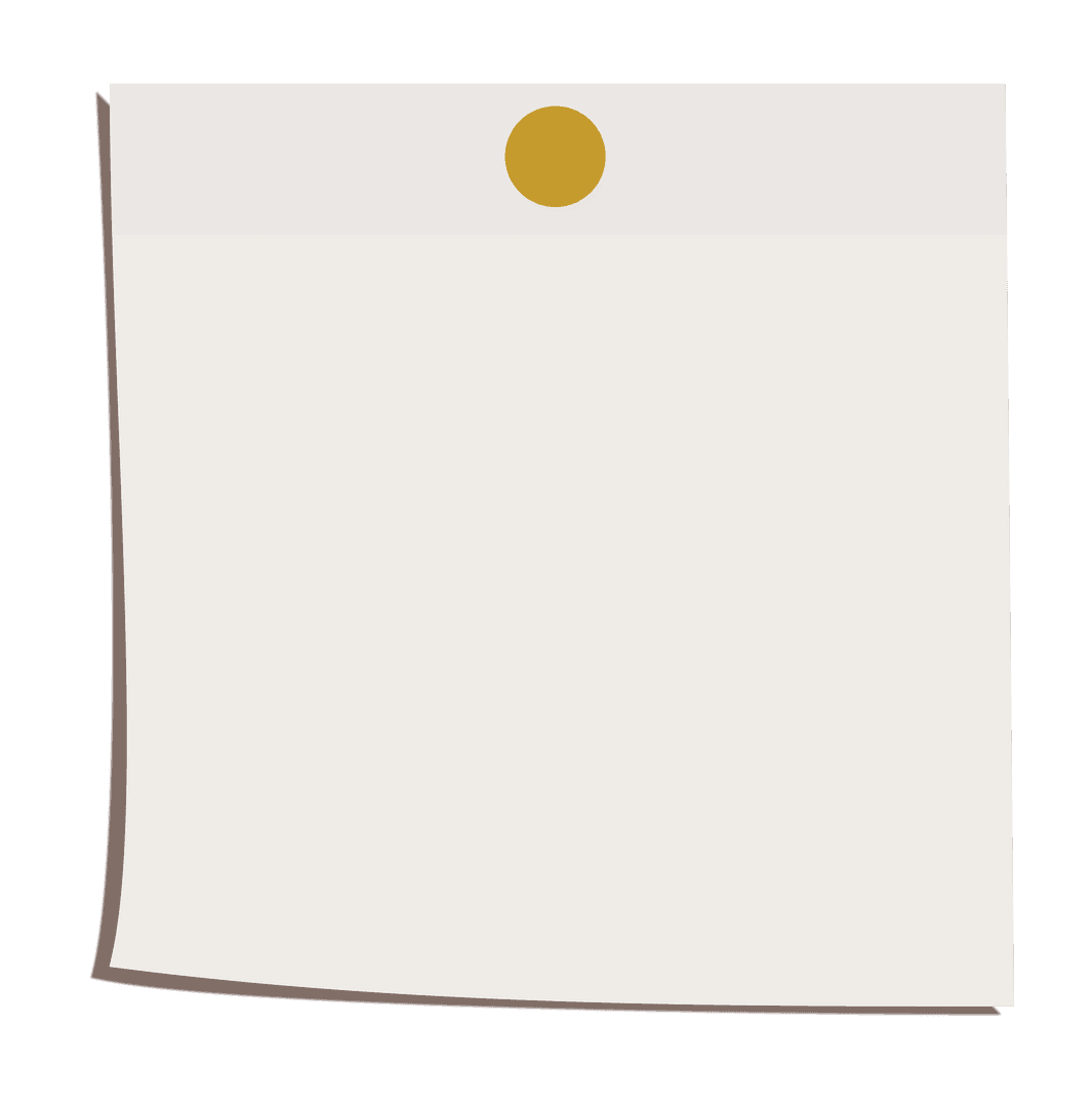 Pinned Memo Sheet on Transparent Background Minimal Design