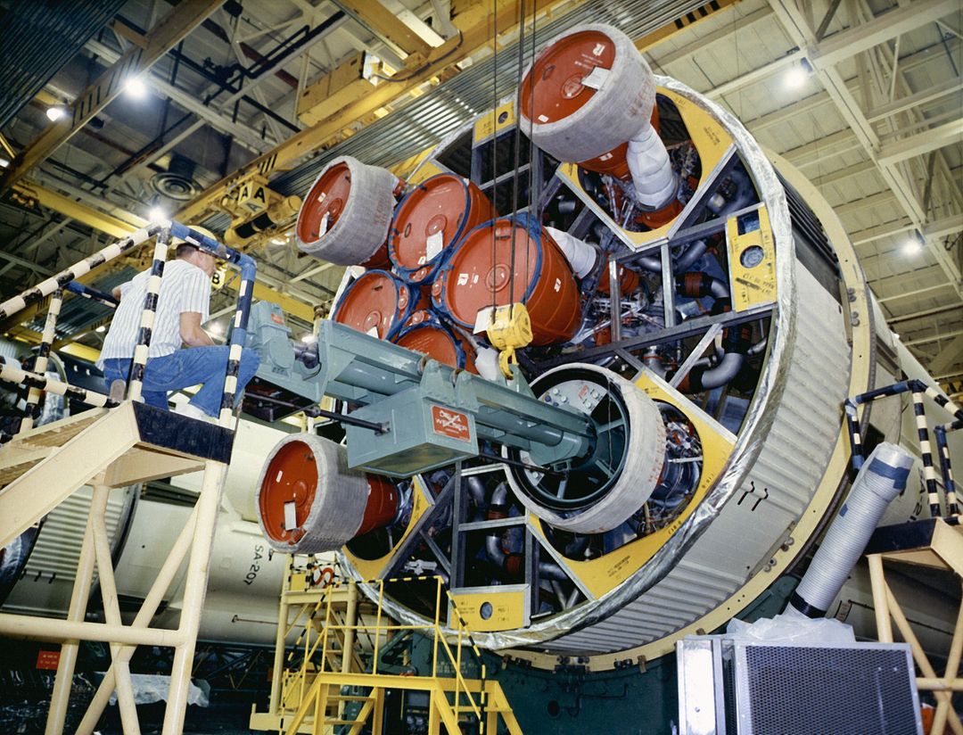 Engine Installation on S-IB Stage at Michoud Assembly Facility - Free Images, Stock Photos and Pictures on Pikwizard.com